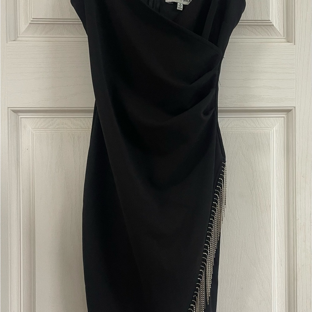Almost Famous Asymmetrical Black Dress with Silver Accents